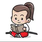 Petit samouraï assis en train de lire des ressources pour apprendre