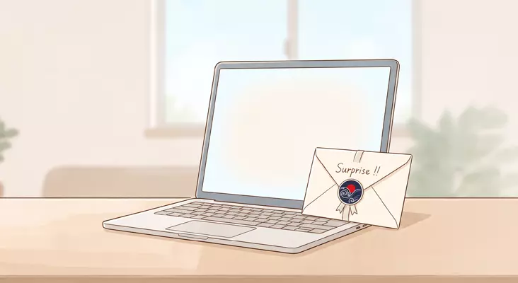 ordinateur avec une envellope ou c'est marqué merci pour remercier les personne qui on envoyer un message version mobile