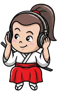 petit samouraï écoute le podcast en japonais
